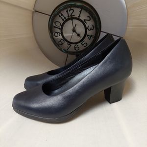 Hotter Angelica Style Slip On Heels Dark Blue Shoes Size 6
